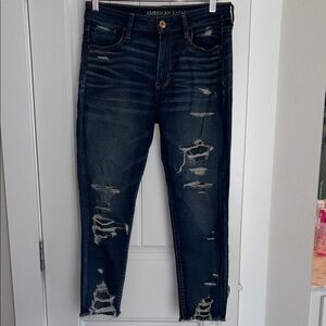 American Eagle Jegging Crop super stretch high rise size 10 short Dark wash